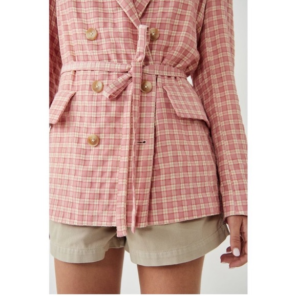 🌸🧡💕FREE PEOPLE Olivia Gingham Blazer - Picture 6 of 13